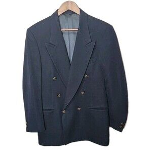 Vintage Pierre Cardin Double Breasted Gold Button Navy Blue Sportscoat 40R